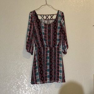 Long sleeve Aztec printed dress